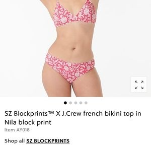 New SZ Blockprints™ X J.Crew french bikini top in Nila block print Item AY018